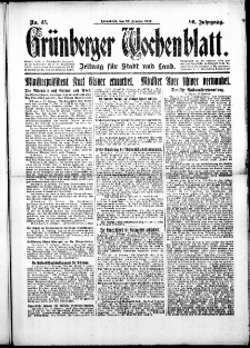 Grünberger Wochenblatt: Zeitung für Stadt und Land, No.45. ( 22. Februar 1919 )