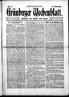 Grünberger Wochenblatt: Zeitung für Stadt und Land, No.48. ( 26. Februar 1919 )