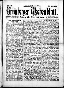 Grünberger Wochenblatt: Zeitung für Stadt und Land, No.49. ( 27. Februar 1919 )