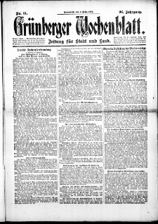 Grünberger Wochenblatt: Zeitung für Stadt und Land, No.51. ( 1. März 1919 )