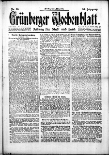 Grünberger Wochenblatt: Zeitung für Stadt und Land, No.53. ( 4. März 1919 )