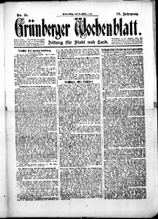Grünberger Wochenblatt: Zeitung für Stadt und Land, No.55. ( 6. März 1919 )