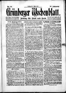 Grünberger Wochenblatt: Zeitung für Stadt und Land, No.56. ( 7. März 1919 )