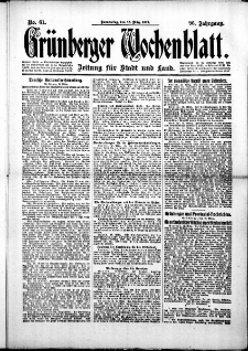 Grünberger Wochenblatt: Zeitung für Stadt und Land, No.61. ( 18. März 1919 )