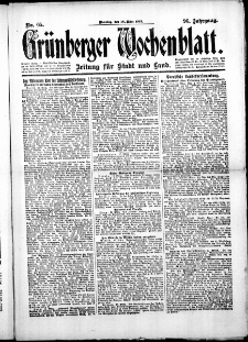 Grünberger Wochenblatt: Zeitung für Stadt und Land, No.65. ( 18. März 1919 )