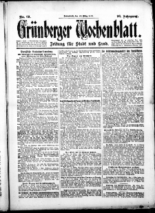Grünberger Wochenblatt: Zeitung für Stadt und Land, No.69. ( 22. März 1919 )