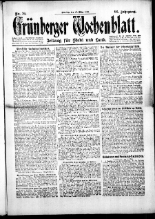 Grünberger Wochenblatt: Zeitung für Stadt und Land, No.70. ( 23. März 1919 )