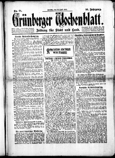 Grünberger Wochenblatt: Zeitung für Stadt und Land, No.88. ( 13. April 1919 )
