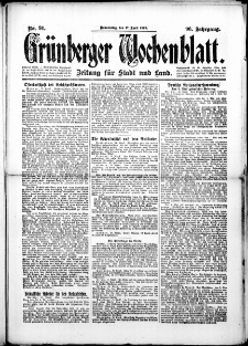Grünberger Wochenblatt: Zeitung für Stadt und Land, No.91. ( 17. April 1919 )