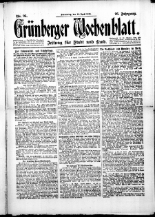 Grünberger Wochenblatt: Zeitung für Stadt und Land, No.95. ( 24. April 1919 )
