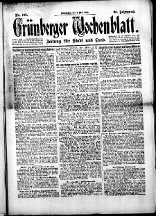 Grünberger Wochenblatt: Zeitung für Stadt und Land, No.103. ( 3. Mai 1919 )