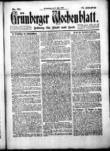 Grünberger Wochenblatt: Zeitung für Stadt und Land, No.107. ( 8. Mai 1919 )