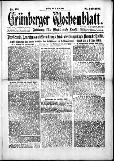 Grünberger Wochenblatt: Zeitung für Stadt und Land, No.108. ( 9. Mai 1919 )
