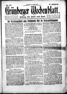 Grünberger Wochenblatt: Zeitung für Stadt und Land, No.110. ( 11. Mai 1919 )