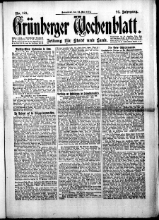 Grünberger Wochenblatt: Zeitung für Stadt und Land, No.121. ( 24. Mai 1919 )