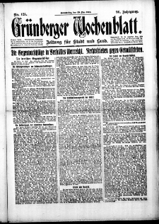 Grünberger Wochenblatt: Zeitung für Stadt und Land, No.125. ( 29. Mai 1919 )