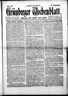 Grünberger Wochenblatt: Zeitung für Stadt und Land, No.126. ( 31. Mai 1919 )