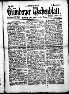 Grünberger Wochenblatt: Zeitung für Stadt und Land, No.127. ( 1. Juni 1919 )