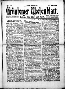 Grünberger Wochenblatt: Zeitung für Stadt und Land, No.128. ( 3. Juni 1919 )