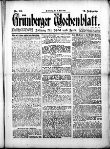Grünberger Wochenblatt: Zeitung für Stadt und Land, No.130. ( 5. Juni 1919 )