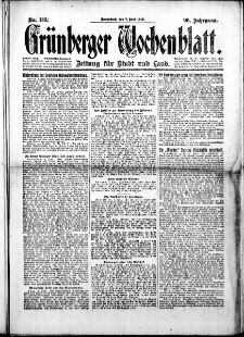 Grünberger Wochenblatt: Zeitung für Stadt und Land, No.127. ( 1. Juni 1919 )