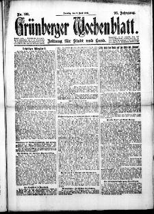 Gr&uuml;nberger Wochenblatt: Zeitung f&uuml;r Stadt und Land, No.133. ( 8. Juni 1919 )