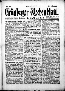 Grünberger Wochenblatt: Zeitung für Stadt und Land, No.136. ( 13. Juni 1919 )