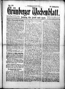 Grünberger Wochenblatt: Zeitung für Stadt und Land, No.137. ( 14. Juni 1919 )