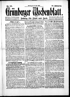 Grünberger Wochenblatt: Zeitung für Stadt und Land, No.138. ( 15. Juni 1919 )