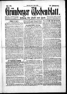 Grünberger Wochenblatt: Zeitung für Stadt und Land, No.138. ( 15. Juni 1919 )