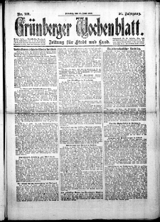 Grünberger Wochenblatt: Zeitung für Stadt und Land, No.137. ( 19. Juni 1919 )