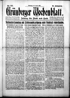 Grünberger Wochenblatt: Zeitung für Stadt und Land, No.145. ( 24. Juni 1919 )