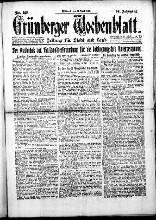 Grünberger Wochenblatt: Zeitung für Stadt und Land, No.146. ( 25. Juni 1919 )