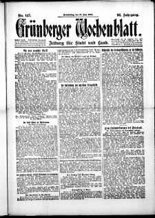 Grünberger Wochenblatt: Zeitung für Stadt und Land, No.147. ( 26. Juni 1919 )