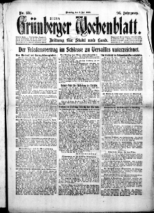 Grünberger Wochenblatt: Zeitung für Stadt und Land, No.151. ( 1. Juli 1919 )