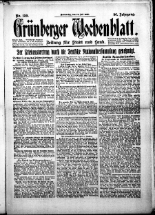 Grünberger Wochenblatt: Zeitung für Stadt und Land, No.159. ( 10. Juli 1919 )
