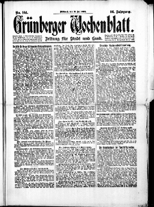 Grünberger Wochenblatt: Zeitung für Stadt und Land, No.164. ( 16. Juli 1919 )