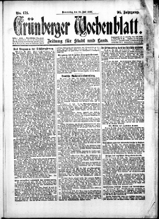 Grünberger Wochenblatt: Zeitung für Stadt und Land, No.171. ( 24. Juli 1919 )