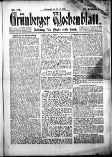 Grünberger Wochenblatt: Zeitung für Stadt und Land, No.173. ( 26. Juli 1919 )
