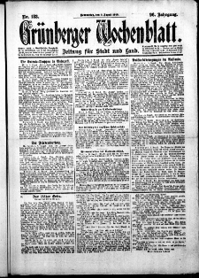 Grünberger Wochenblatt: Zeitung für Stadt und Land, No.183. ( 7. August 1919 )