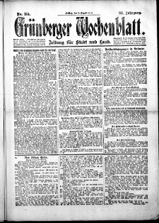 Grünberger Wochenblatt: Zeitung für Stadt und Land, No.184. ( 8. August 1919 )