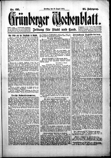 Grünberger Wochenblatt: Zeitung für Stadt und Land, No.186. ( 10. August 1919 )