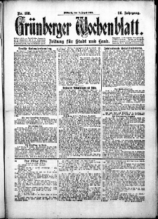 Grünberger Wochenblatt: Zeitung für Stadt und Land, No.188. ( 13. August 1919 )