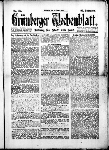 Grünberger Wochenblatt: Zeitung für Stadt und Land, No.194. ( 20. August 1919 )