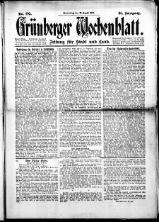 Grünberger Wochenblatt: Zeitung für Stadt und Land, No.195. ( 21. August 1919 )