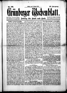 Grünberger Wochenblatt: Zeitung für Stadt und Land, No.196. ( 22. August 1919 )