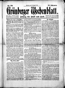 Grünberger Wochenblatt: Zeitung für Stadt und Land, No.198. ( 24. August 1919 )