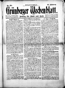 Grünberger Wochenblatt: Zeitung für Stadt und Land, No.199. ( 26. August 1919 )