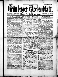 Grünberger Wochenblatt: Zeitung für Stadt und Land, No.201. ( 28. August 1919 )