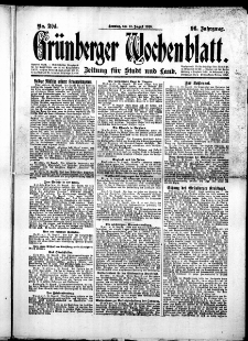 Grünberger Wochenblatt: Zeitung für Stadt und Land, No.204. ( 31. August 1919 )